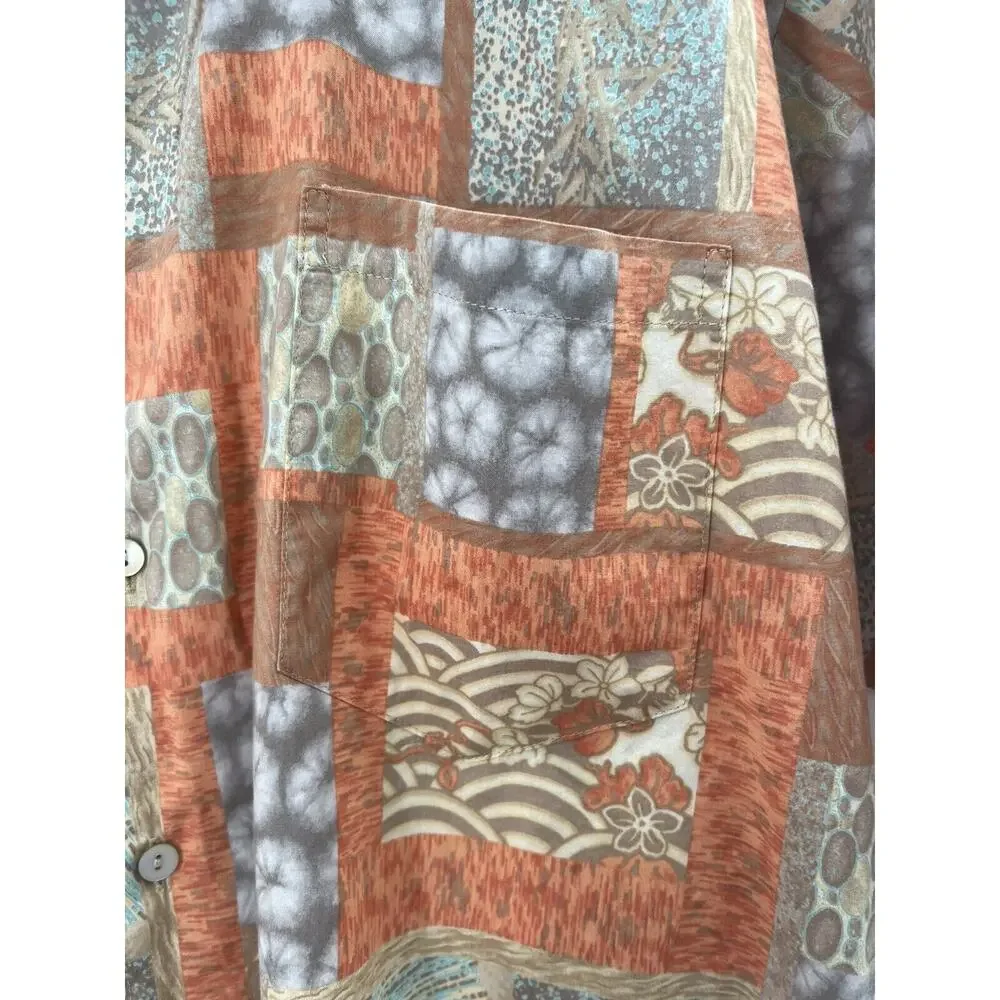 Tori Richard Men’s Short Sleeve Shirt Button Down Orange Tan Floral Size L EUC - Picture 6 of 10